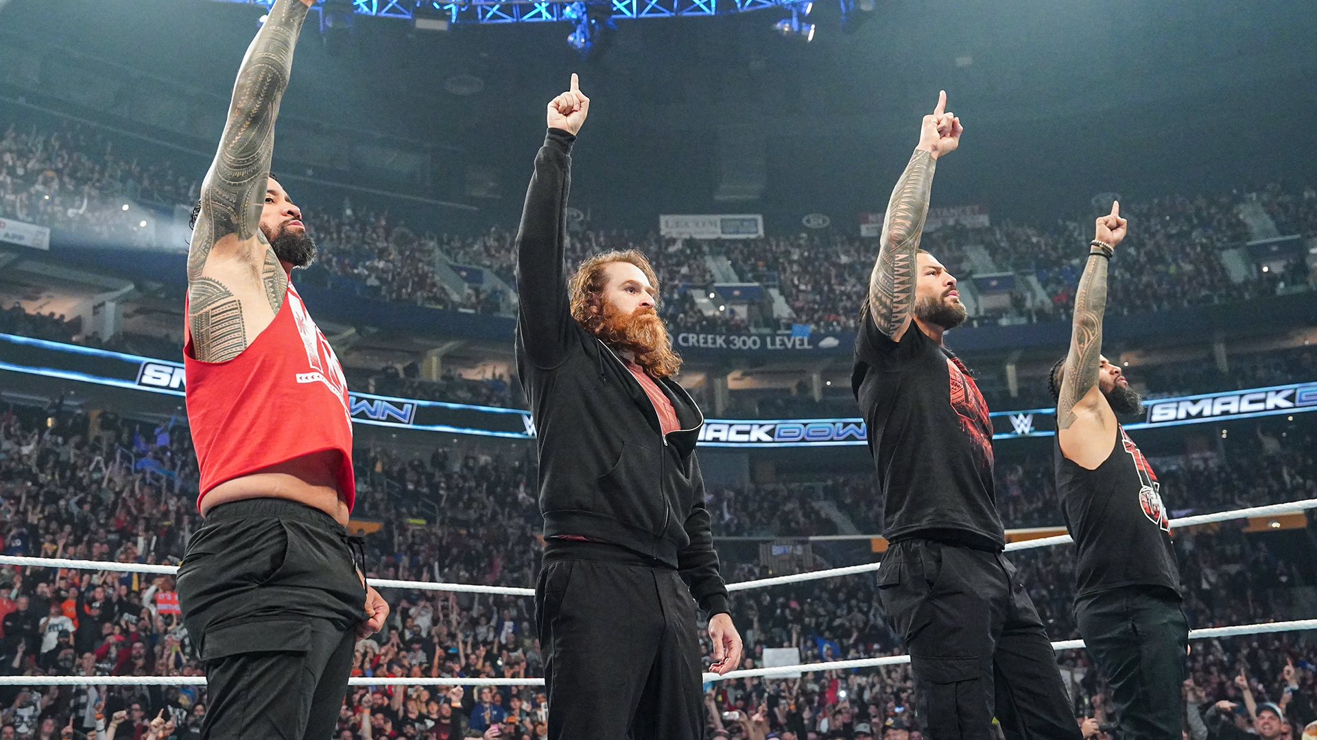 Roman Reigns Jimmy Jey Uso Sami Zayn Original Bloodline