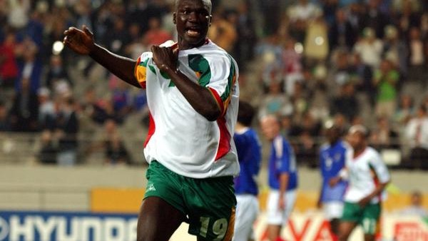 Senegal's Papa Bouba Diop celebrates scoring against France