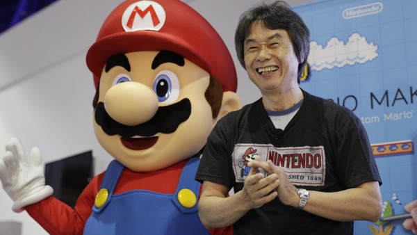Japanese video game designer Shigeru Miyamoto introduces the Nintendo's Mario Maker during a press event at the Nintendo booth at the Electronic Entertainment Expo on Wednesday, June 11, 2014, in Los Angeles. (AP Photo/Jae C. Hong)