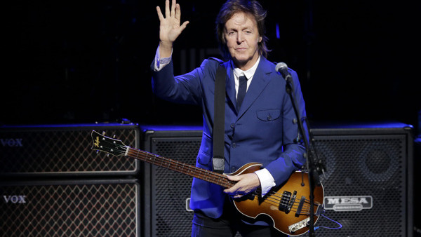 Paul McCartney performs during a benefit concert at the Tobin Center, Wednesday, Oct. 1, 2014, in San Antonio. (AP Photo/Eric Gay)