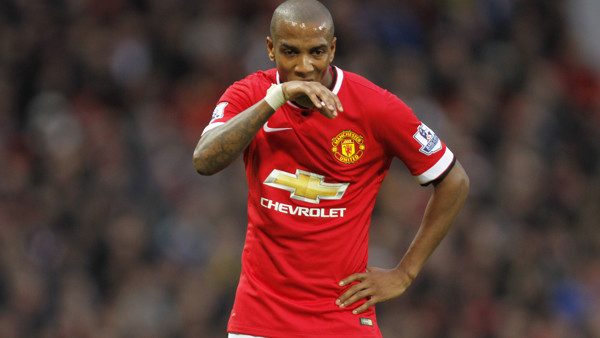 Manchester United's Ashley Young looks dejected