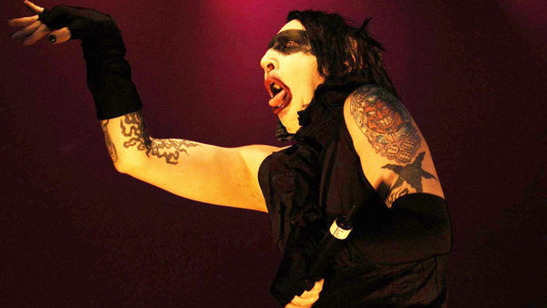 Marilyn Manson performing on the Main Stage at the Reading Festival.