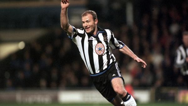 Newcastle United's Alan Shearer celebrates the first goal 