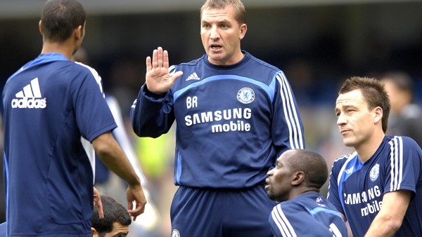 Chelsea reserve team coach Brendan Rodgers (centre)