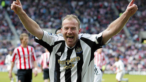 Newcastle United's Alan Shearer celebrates the first goal 