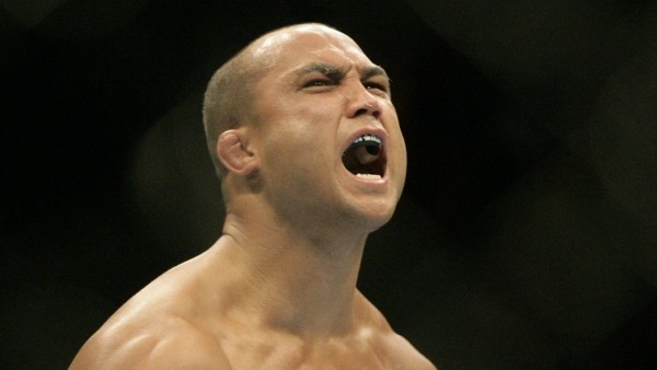 B.J. Penn Matt Hughes yells during a Ultimate Fighting Championship welterweight mixed martial arts match Saturday, Nov. 20, 2010, in Auburn Hills, Mich. (AP Photo/Duane Burleson)