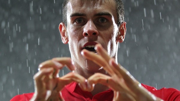 Wales's Gareth Bale celebrates scoring his side's second goal of the game