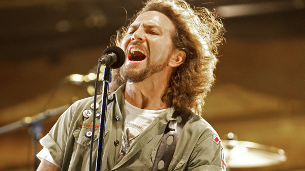 FILE - In this June 14, 2008 file photo, Pearl Jam lead singer Eddie Vedder performs at the Bonnaroo music festival in Manchester, Tenn. Filmmaker Cameron Crowe's new film,