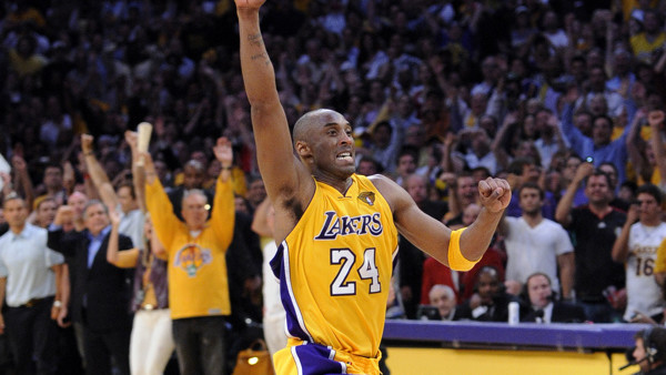 Los Angeles Lakers guard Kobe Bryant react as in the final second of Game 7 of the NBA basketball finals against the Boston Celtics Thursday, June 17, 2010, in Los Angeles. The Lakers won 83-79. (AP Photo/Mark J. Terrill)