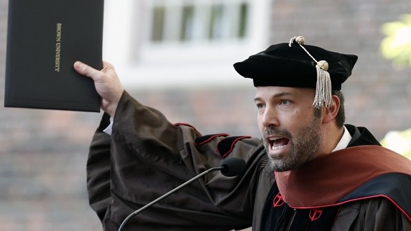 Ben Affleck speaks after receiving an honorary degree at Brown University's 245th commencement in Providence, R.I., Sunday, May 26, 2013. (AP Photo/Michael Dwyer)