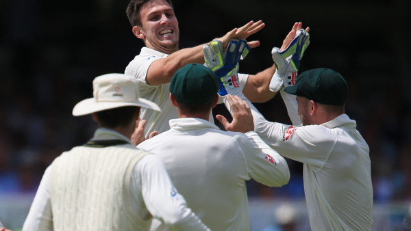 England batsman James Anderson shows his dejection as he shakes hands with Australia man of the match Steve Smith (right) after Australia win the 2nd test, during day four of the Second Investec Ashes Test at Lord's, London.