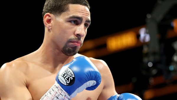 Danny Garcia in action against Paul Malignaggi during their welterweight fight at the Barclays Center in Brooklyn, on Saturday, August 1, 2015. Garcia won via TKO in Round 9. (AP Photo/Gregory Payan)