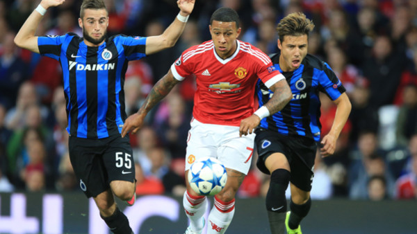 Manchester Uniteds Memphis Depay during the Champions League play-off round, first leg soccer match between Manchester United and Club Brugge at Old Trafford, Manchester, England, Tuesday, Aug. 18, 2015. (AP Photo/Rui Vieira)