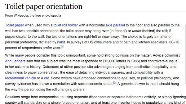 Toilet paper orientation - Wikipedia