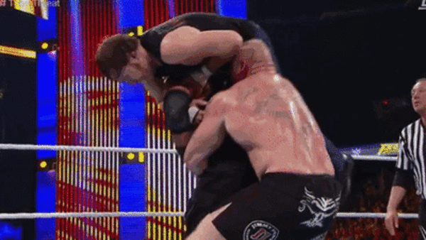 Brock Lesnar Dean Ambrose Roman Reigns Suplex Samoan drop Fast Lane