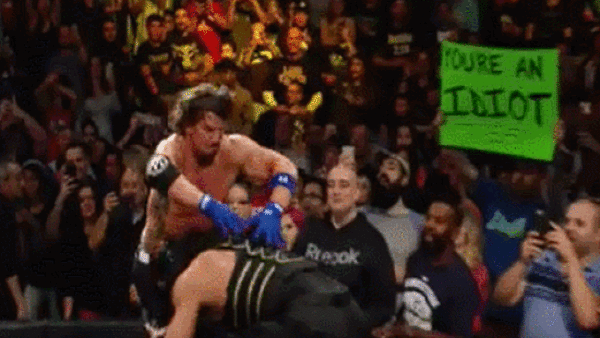 Roman Reigns AJ Styles Back Body Drop Extreme Rules 2016