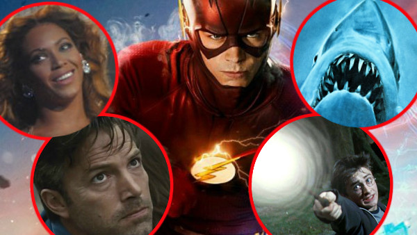 The Flash Easter eggs Beyonce Bruce Wayne Harry potter Jaws