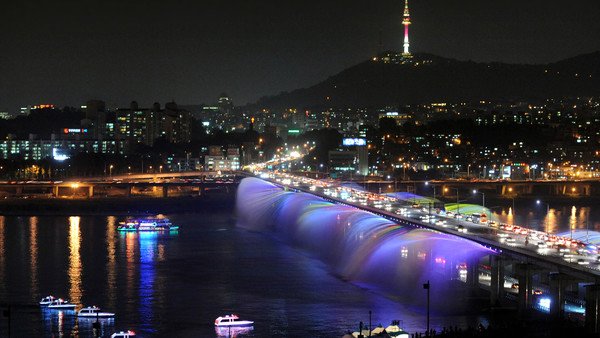 Seongsu Bridge Bridge Fountain Watercourse Water Lights Light Han River 839248