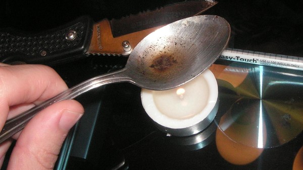 Heroin on a spoon
