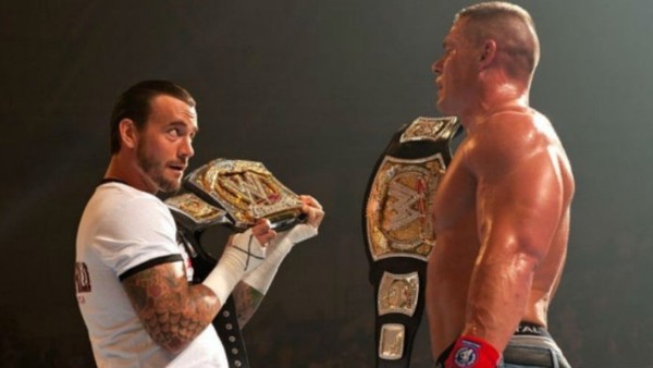 CM Punk John Cena belts