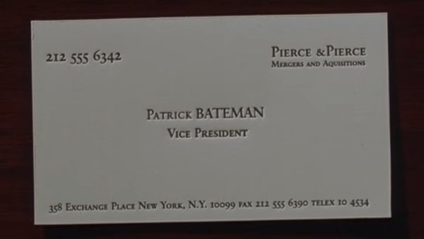 American Psycho Business Card