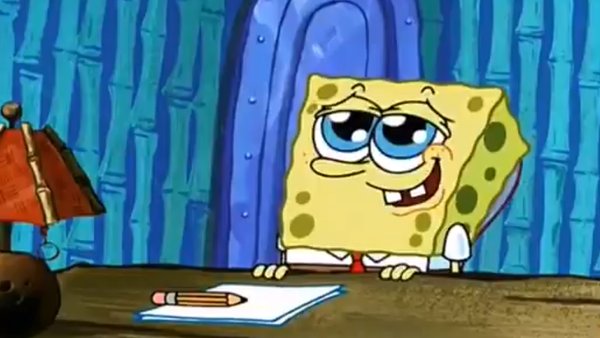 spongebob writing