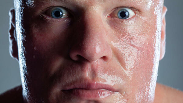 Brock Lesnar very sweaty