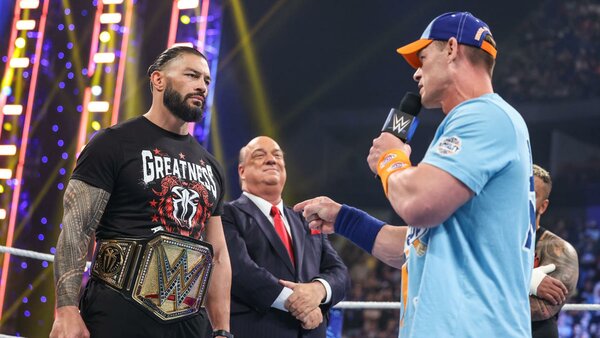 John Cena Roman Reigns Paul Heyman Solo Sikoa Bloodline